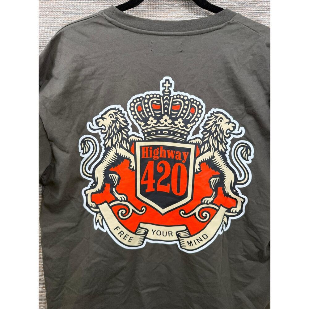 BrandMakers Smokers Club Shirt Mens Large Gray Highway 420 Crest Graphic Tee - Picture 6 of 10
